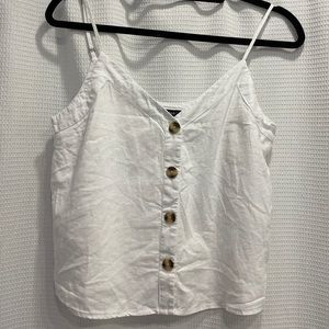 ABERCROMBIE & FITCH - White linen spaghetti strap tank
